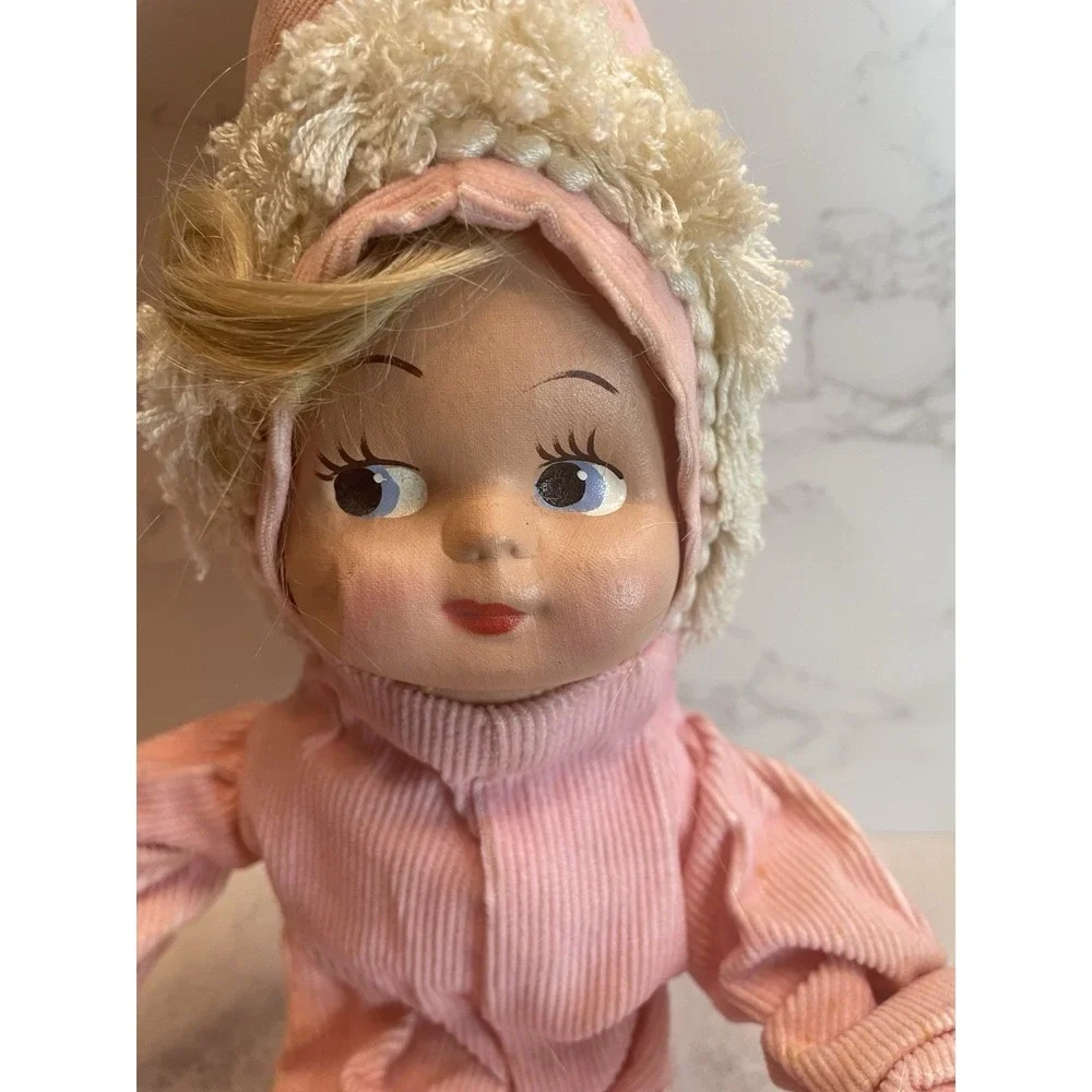 Vintage Pink Plastic Face Bendable Pixie Girl Doll 22" - Picture 5 of 12